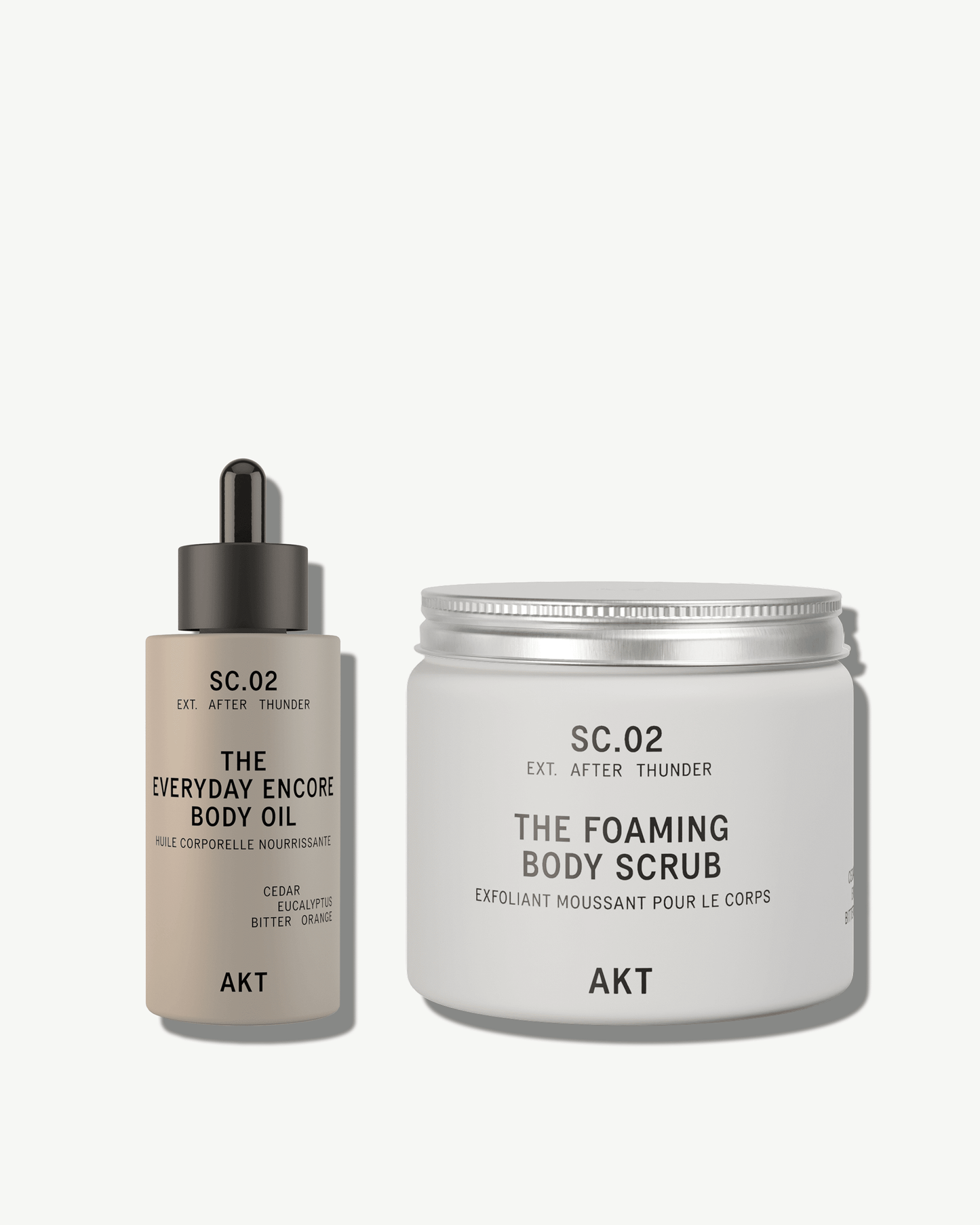 AKT SC.02 After Thunder Polish & Glow Duo: The Foaming Body Scrub x The Everyday Encore Body Oil