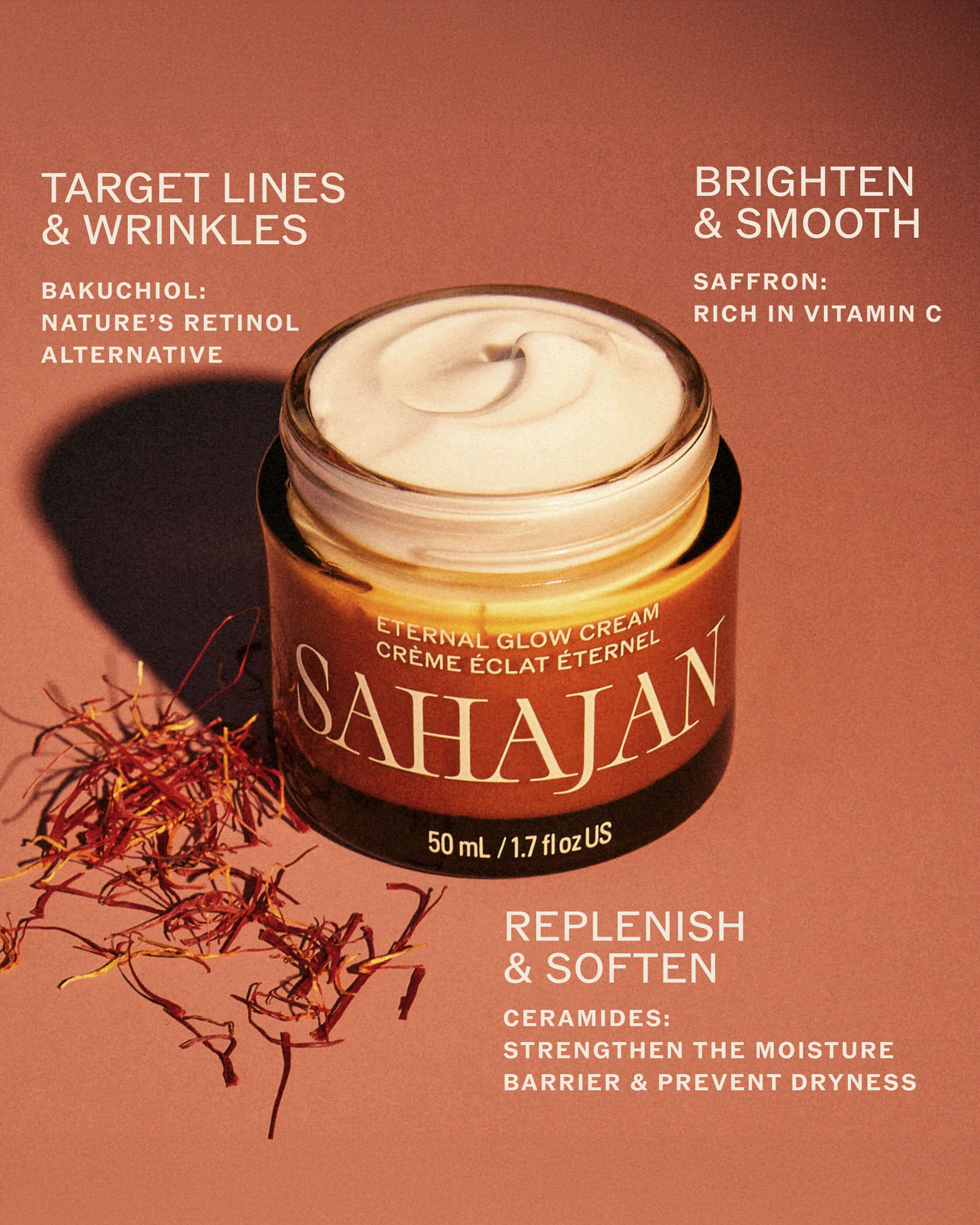 Eternal Glow Cream with Vitamin C, Baukuchiol, Ceramides + Saffron