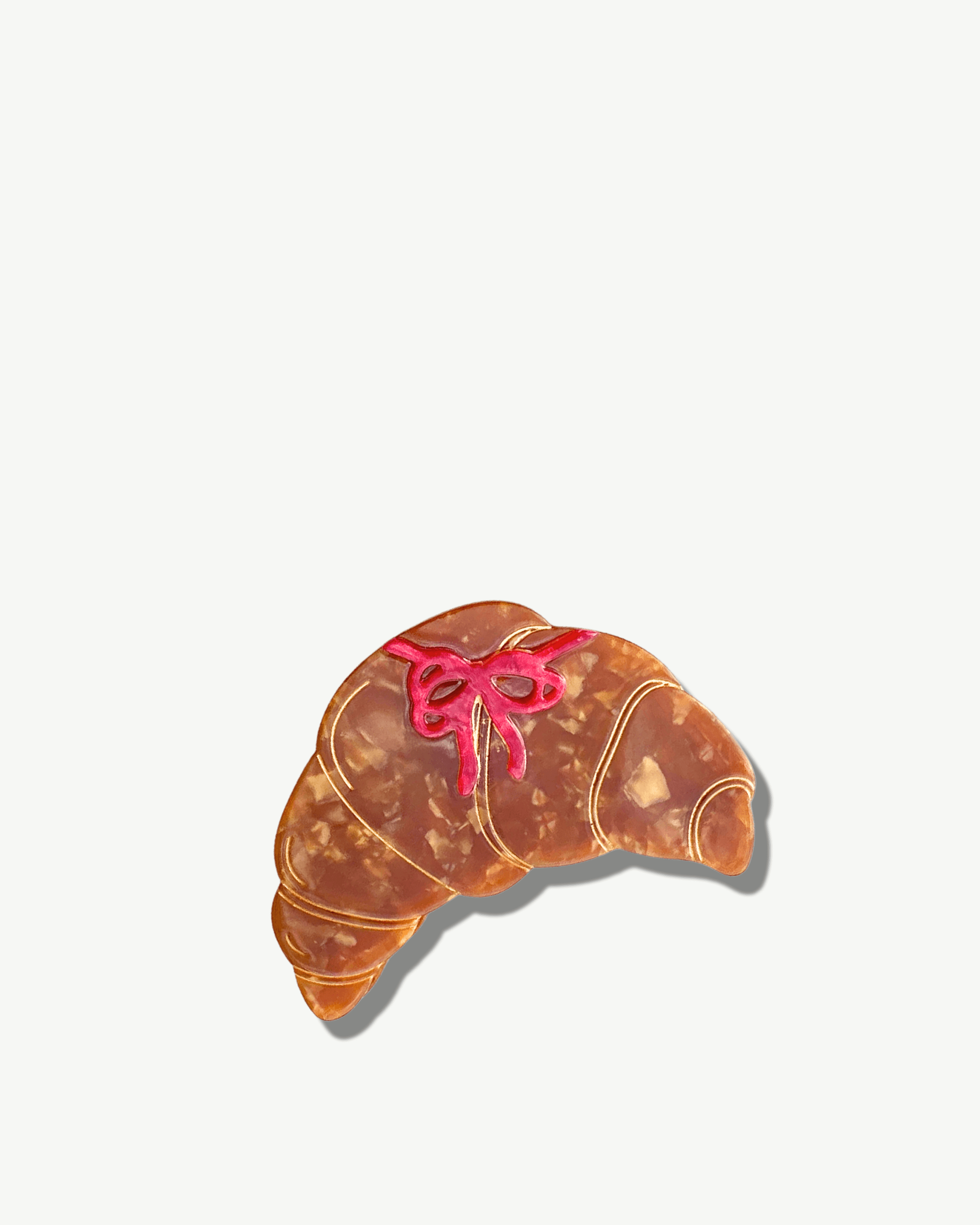 Hand-Painted Bow Croissant Claw Clip