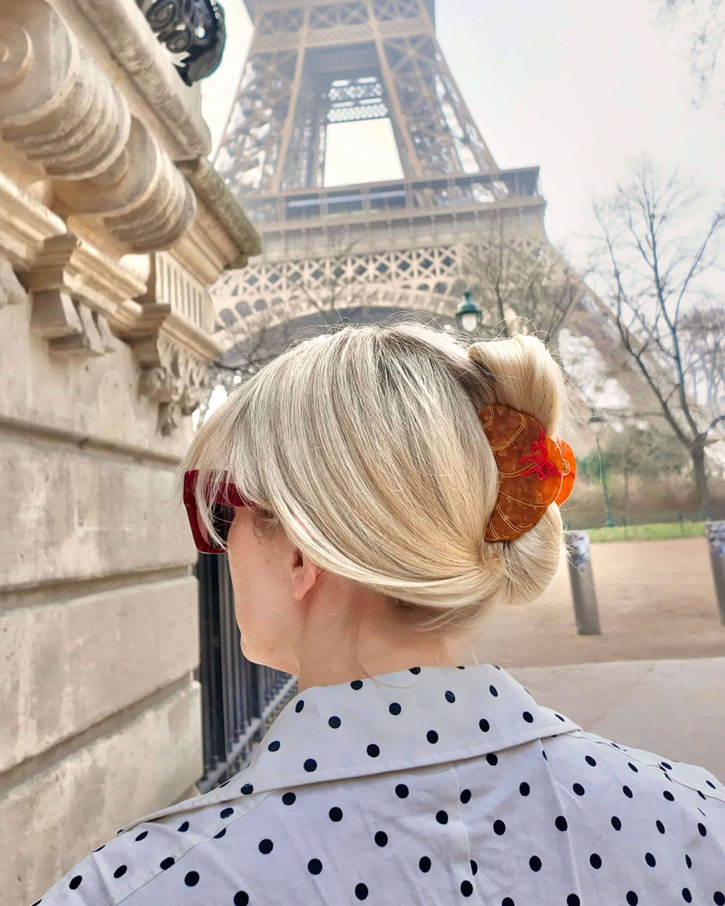 Hand-Painted Bow Croissant Claw Clip