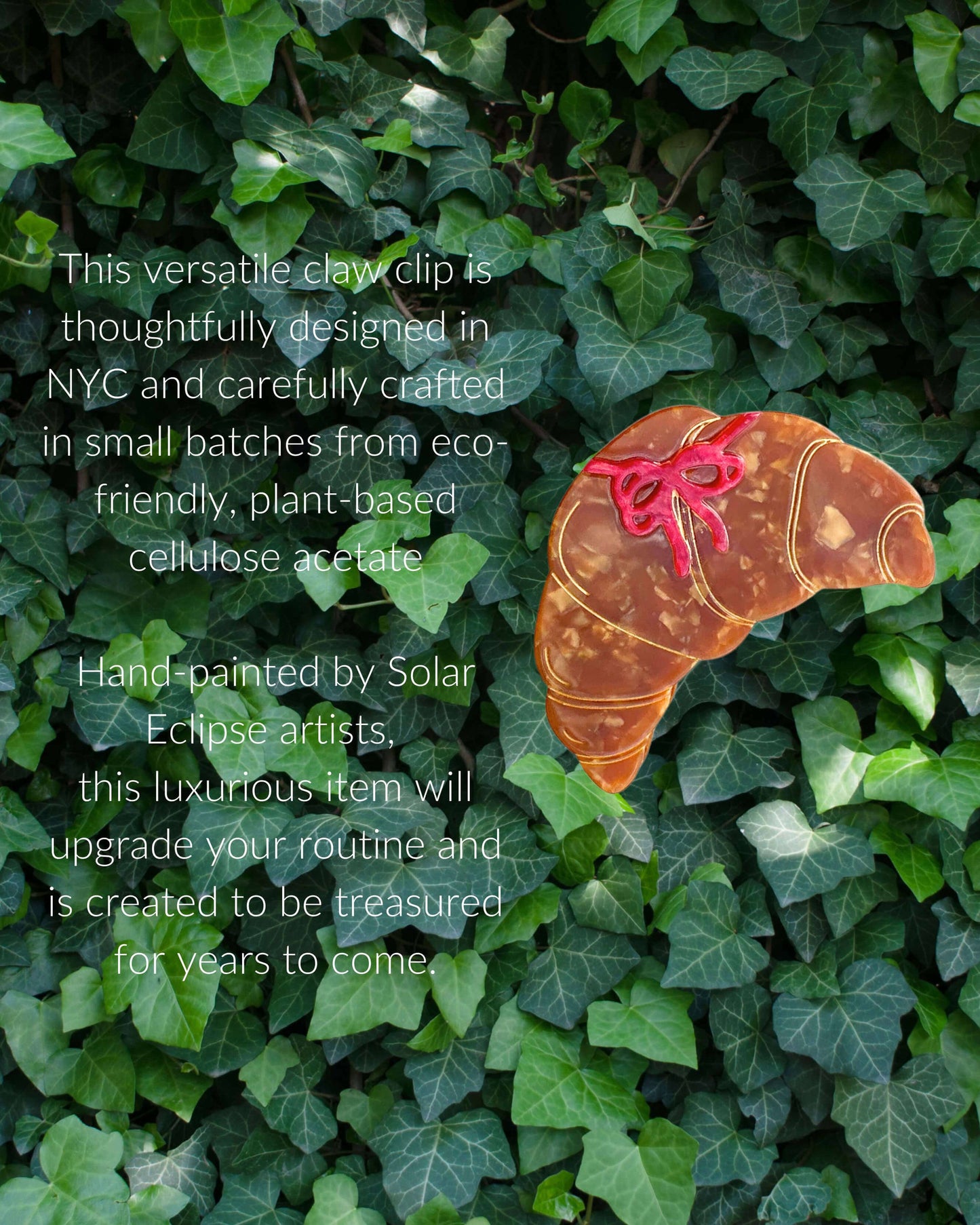 Hand-Painted Bow Croissant Claw Clip