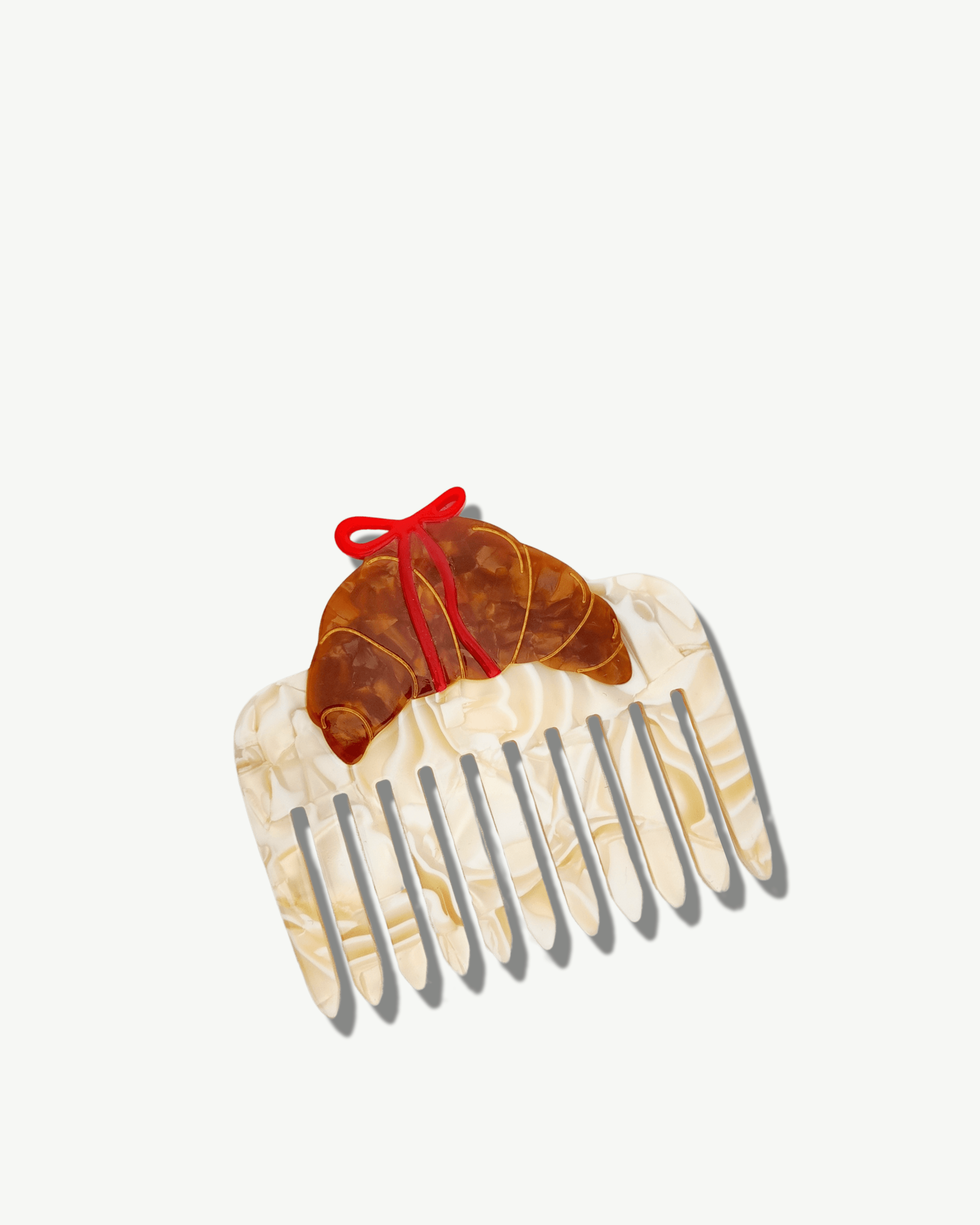 Hand-Painted Bow Croissant Pocket Hair Comb