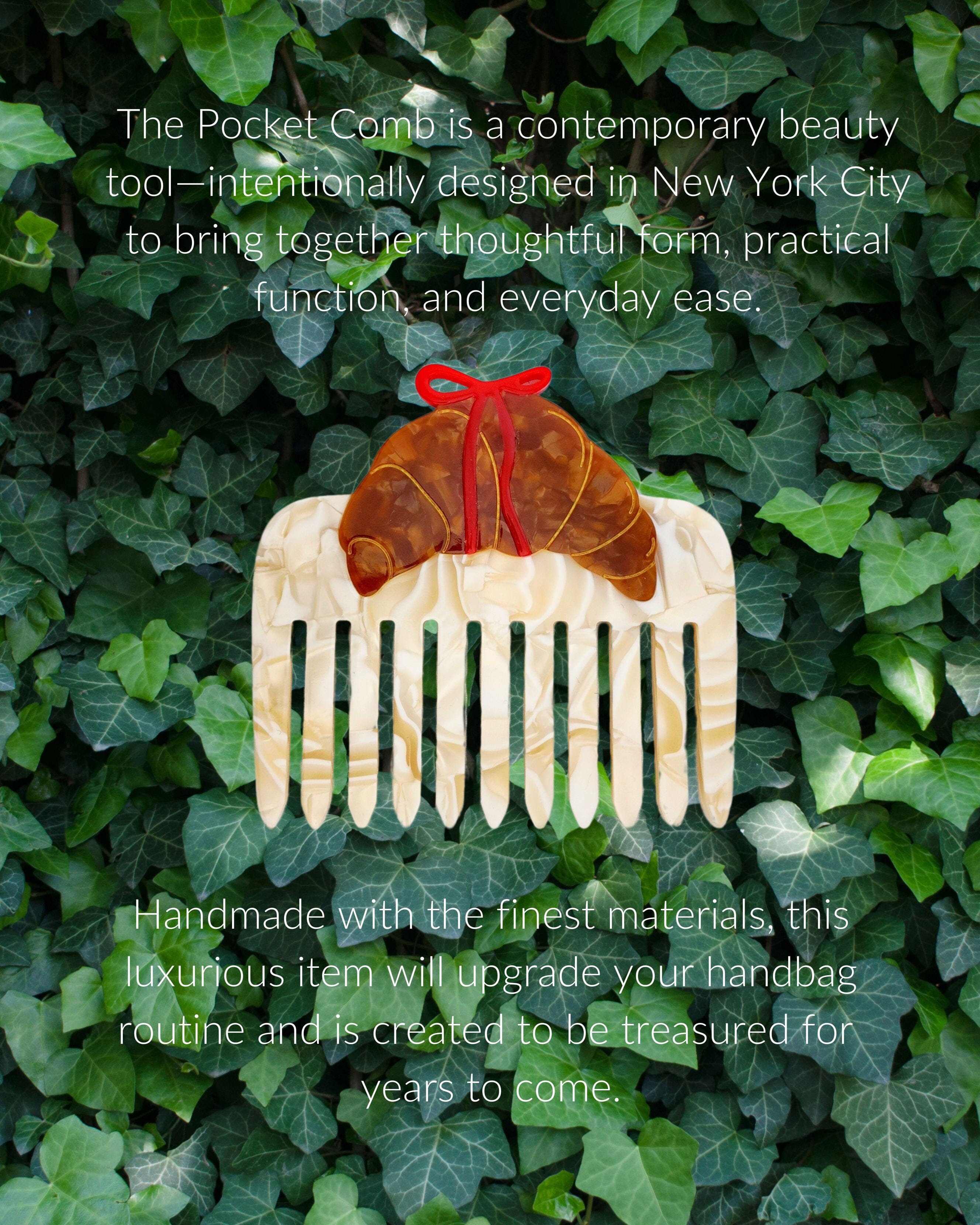 Hand-Painted Bow Croissant Pocket Hair Comb