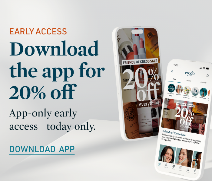 Photo of Credo Beauty app. Download the app for 20% off. Scan or click here to download.