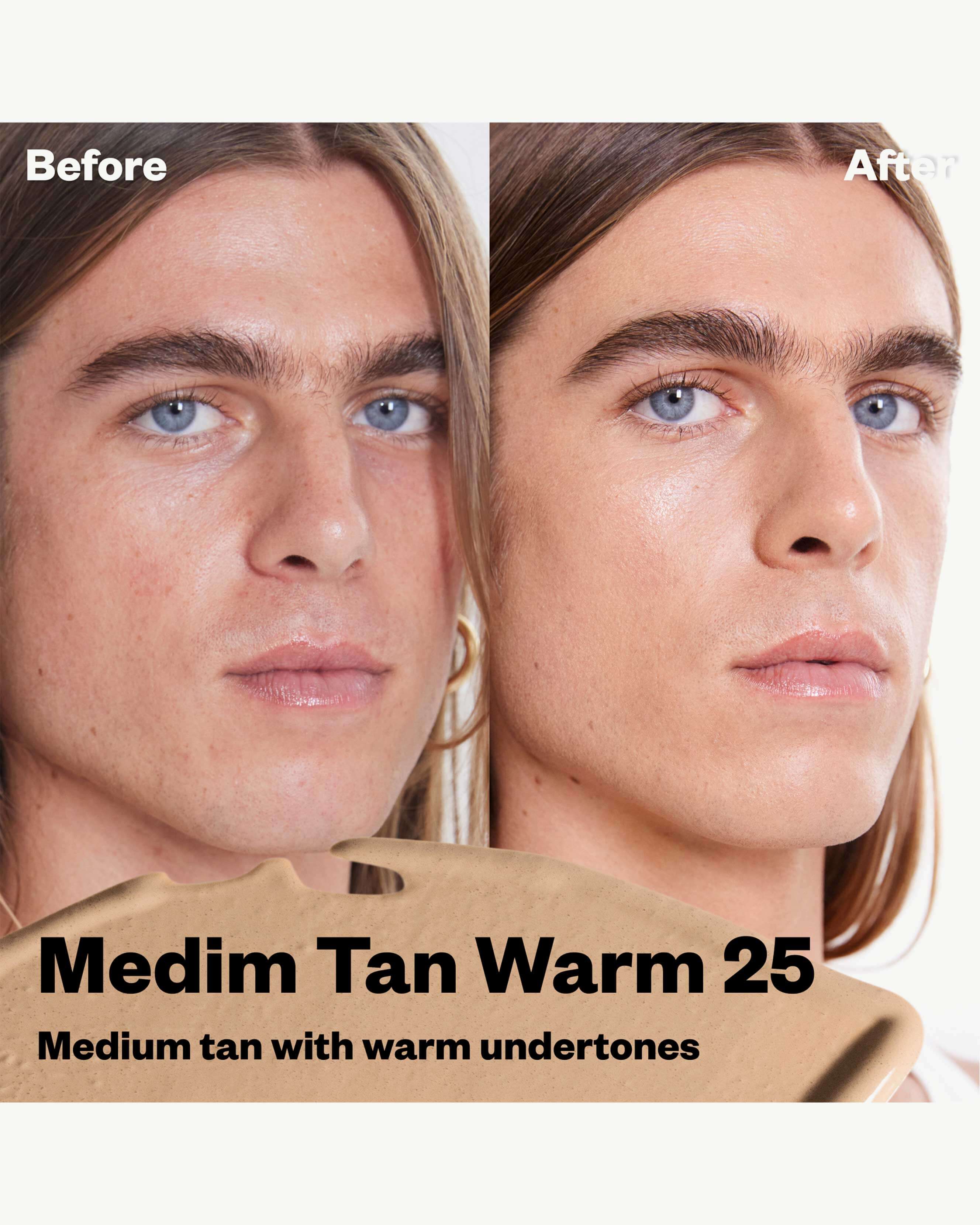 25 W (medium tan with warm peach undertones)