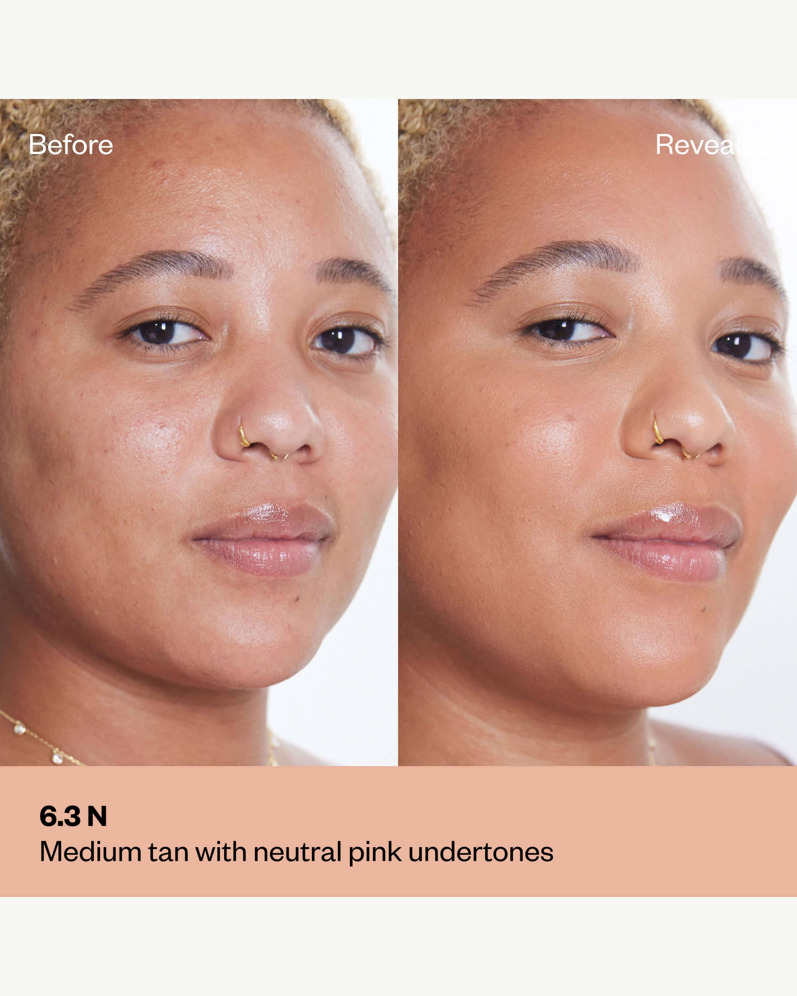 Tone 6.3 N (medium tan with neutral pink undertones)
