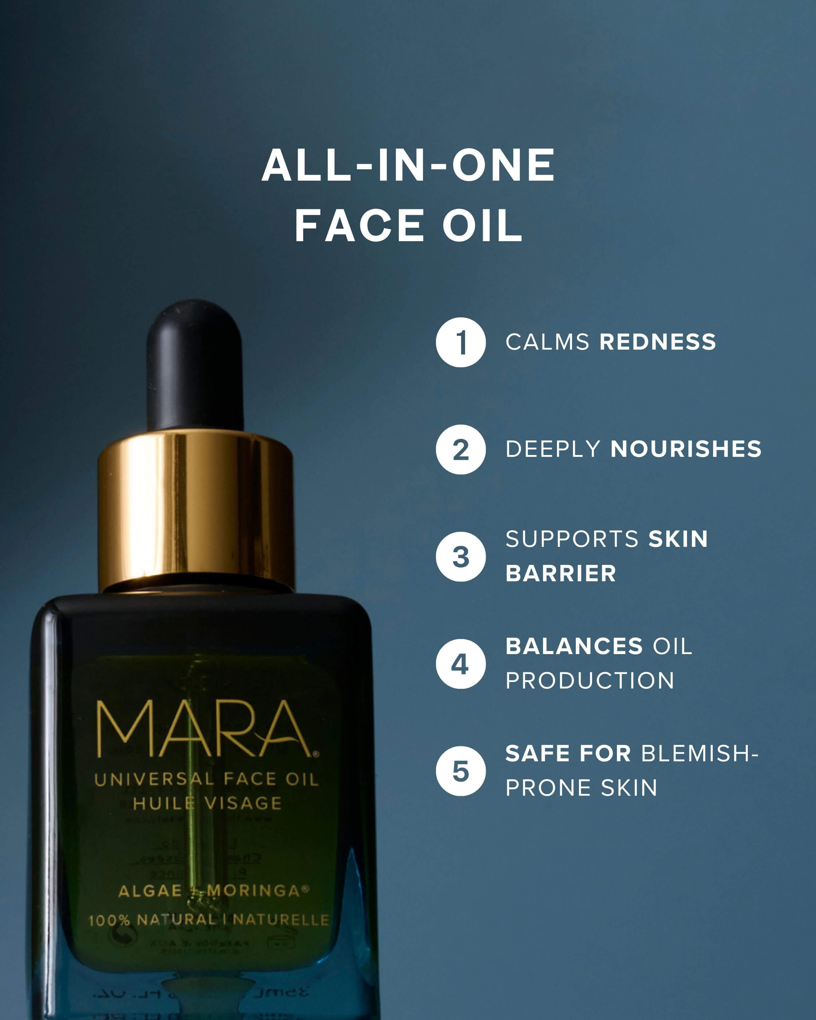 Universal Hydrating Face Oil for Anti-Aging and Glow with Algae + Moringa