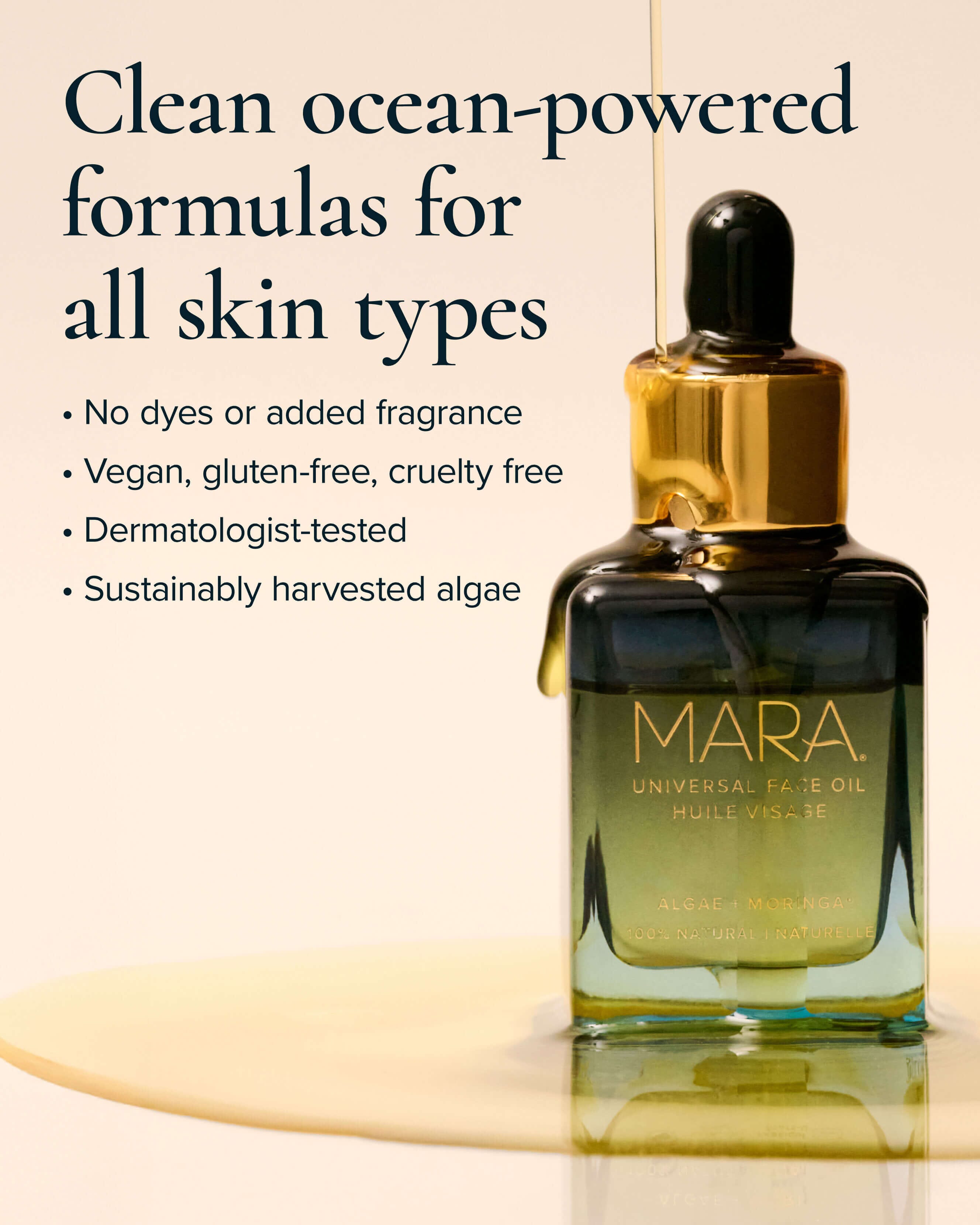 Universal Hydrating Face Oil for Anti-Aging and Glow with Algae + Moringa