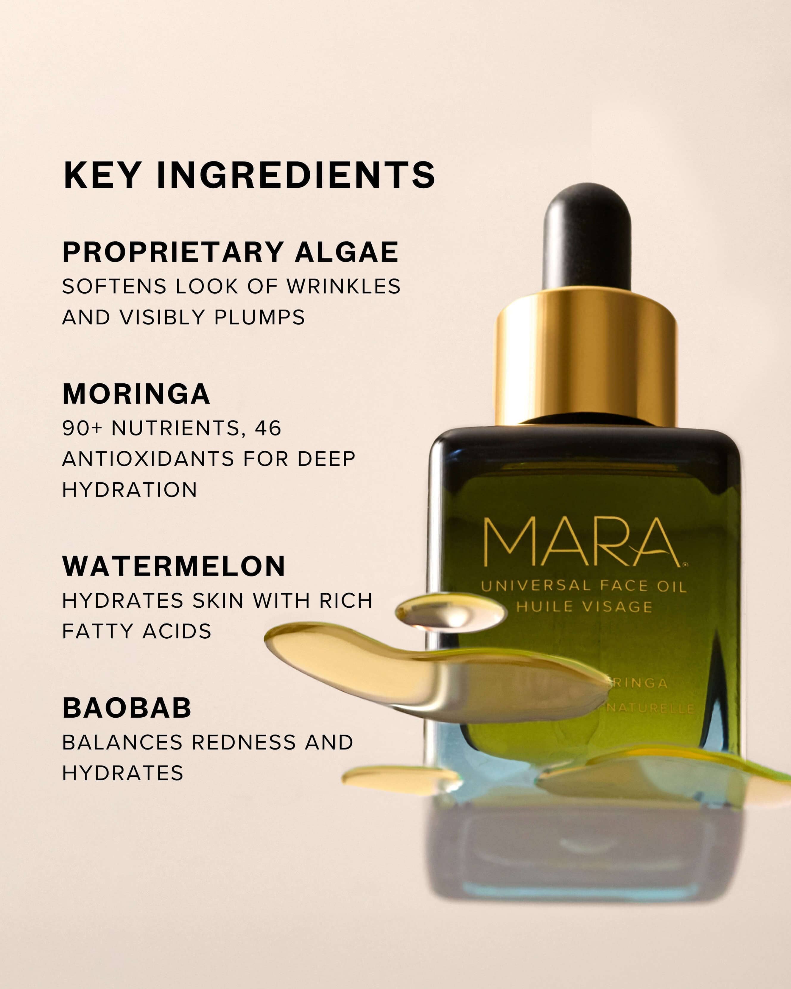 Universal Hydrating Face Oil for Anti-Aging and Glow with Algae + Moringa