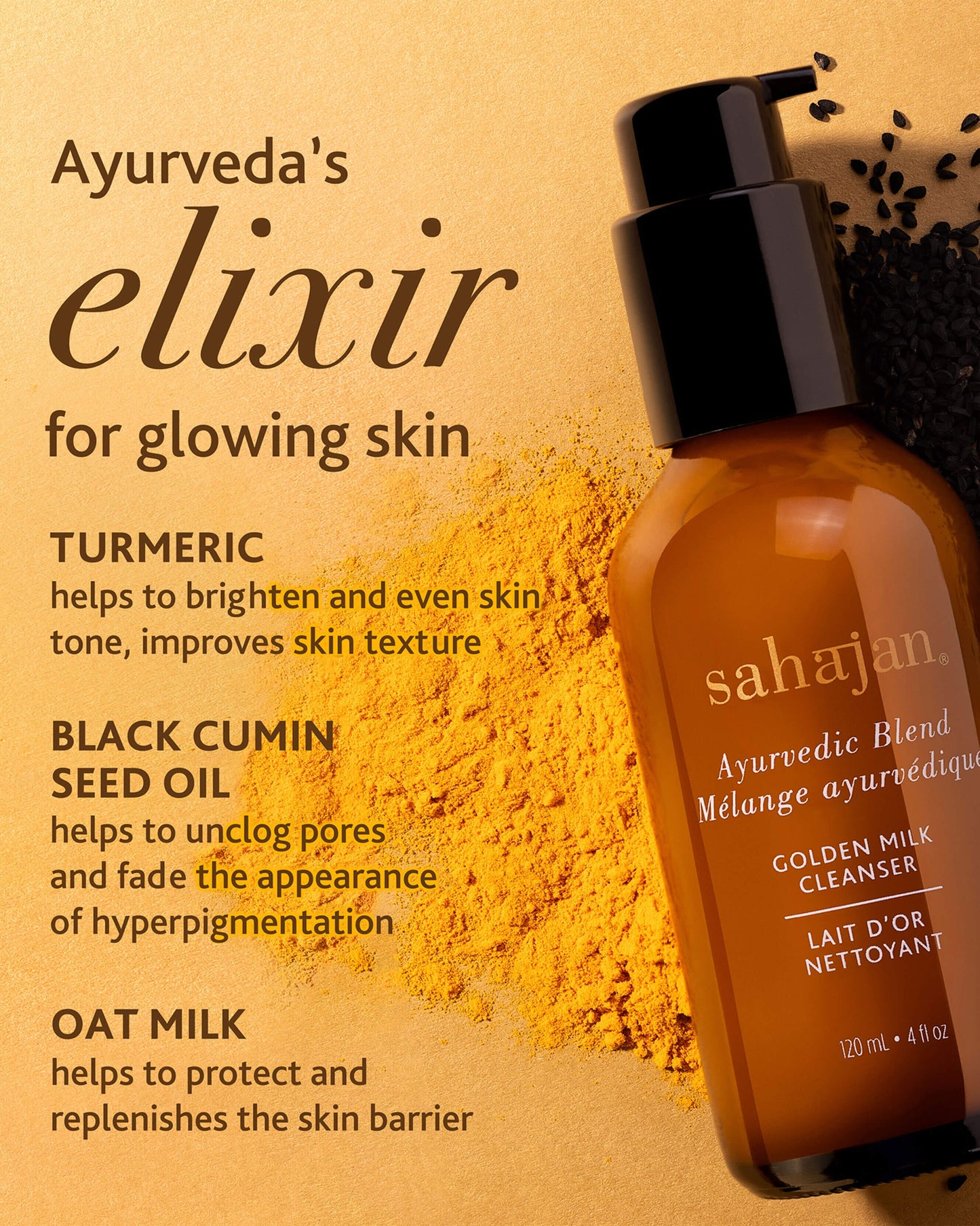 Golden Milk Cleanser with Turmeric, Vitamin C + Black Cumin Seed Oil