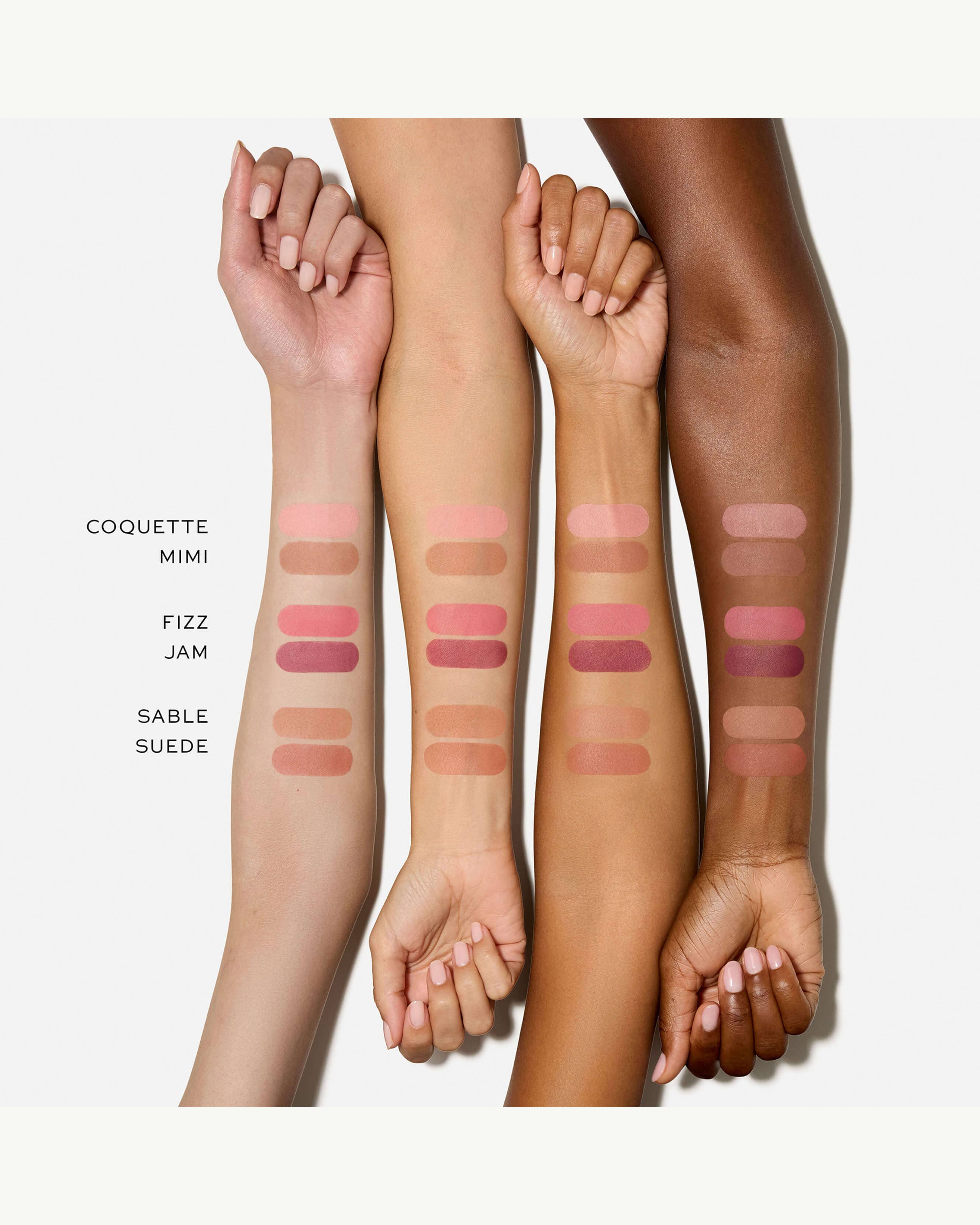 Coquette + Mimi (bright pinky peach + tawny beige)