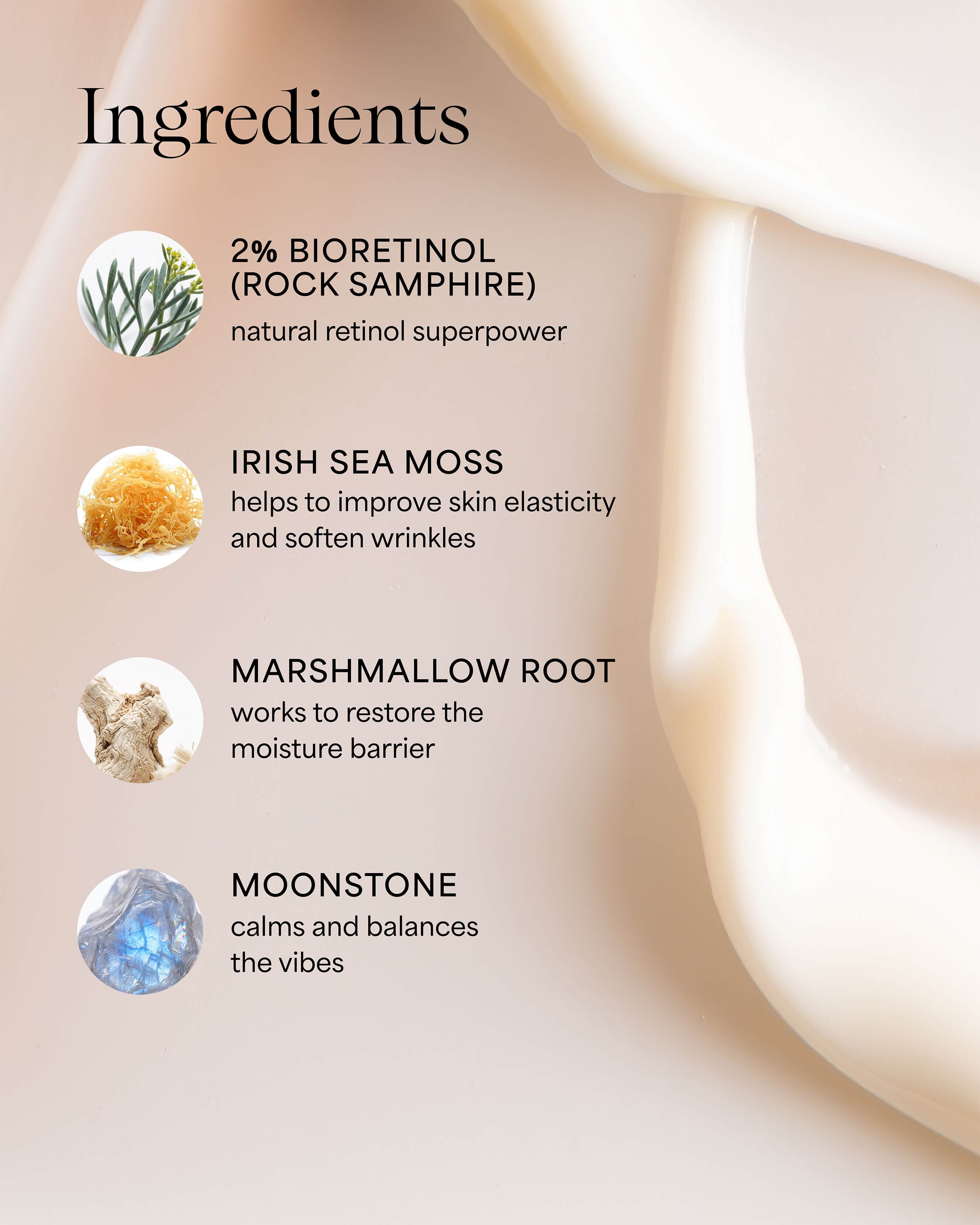 Moonbounce 2% Bioretinol Irish Sea Moss Plumping Moisturizer